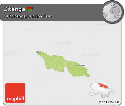 Physical 3D Map of Zitenga, single color outside