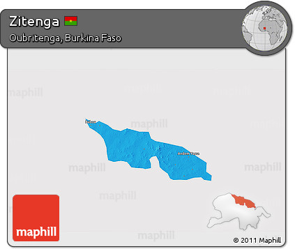 Political 3D Map of Zitenga, cropped outside