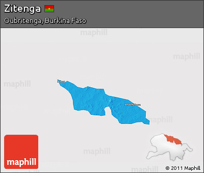 Political 3D Map of Zitenga, cropped outside