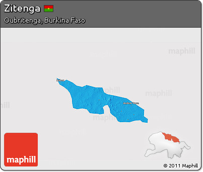 Political 3D Map of Zitenga, cropped outside