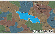 Political 3D Map of Zitenga, darken, semi-desaturated