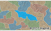 Political 3D Map of Zitenga, semi-desaturated
