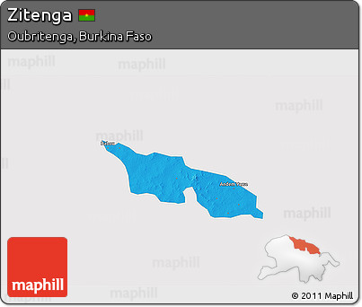 Political 3D Map of Zitenga, single color outside