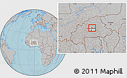 Gray Location Map of Zitenga, highlighted parent region, hill shading
