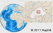 Shaded Relief Location Map of Zitenga, highlighted country