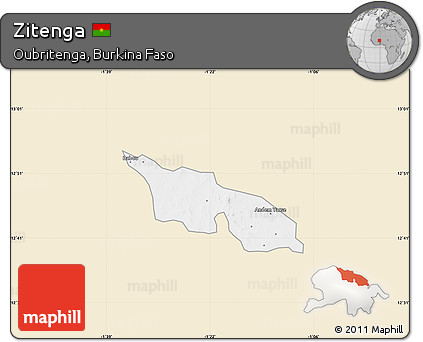 Classic Style Map of Zitenga, single color outside