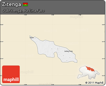 Classic Style Map of Zitenga, single color outside