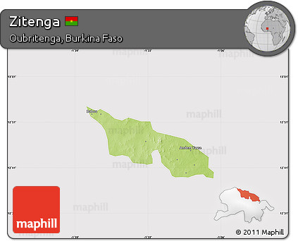 Physical Map of Zitenga, cropped outside