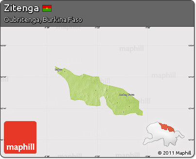 Physical Map of Zitenga, cropped outside