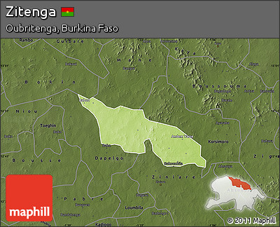 Physical Map of Zitenga, darken