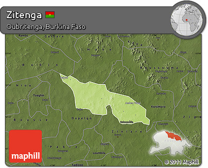 Physical Map of Zitenga, darken