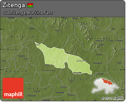 Physical Map of Zitenga, darken