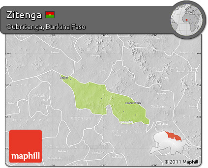 Physical Map of Zitenga, lighten, desaturated