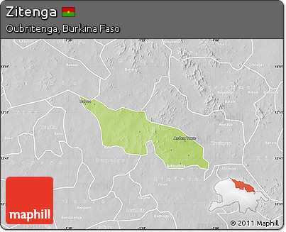 Physical Map of Zitenga, lighten, desaturated