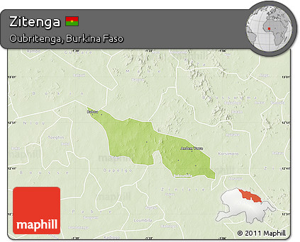 Physical Map of Zitenga, lighten