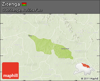 Physical Map of Zitenga, lighten