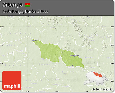 Physical Map of Zitenga, lighten