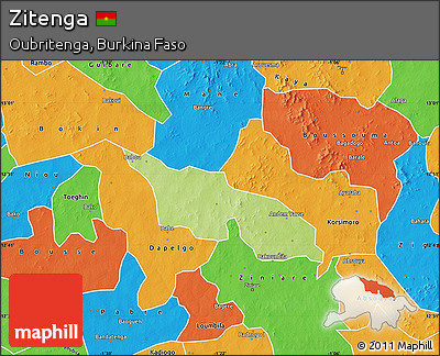 Physical Map of Zitenga, political outside