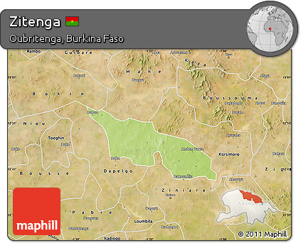 Physical Map of Zitenga, satellite outside