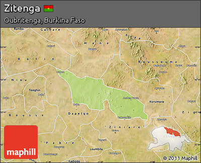 Physical Map of Zitenga, satellite outside