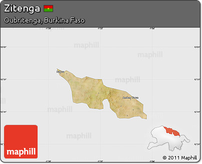 Satellite Map of Zitenga, single color outside