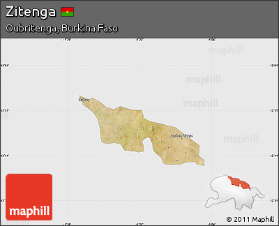 Satellite Map of Zitenga, single color outside