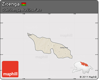 Shaded Relief Map of Zitenga, cropped outside