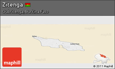 Classic Style Panoramic Map of Zitenga, single color outside