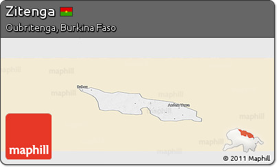 Classic Style Panoramic Map of Zitenga, single color outside