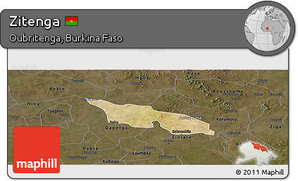 Satellite Panoramic Map of Zitenga, darken