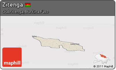 Shaded Relief Panoramic Map of Zitenga, cropped outside