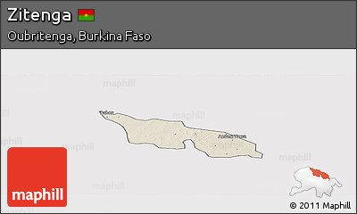 Shaded Relief Panoramic Map of Zitenga, cropped outside