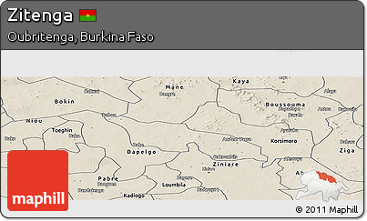 Shaded Relief Panoramic Map of Zitenga