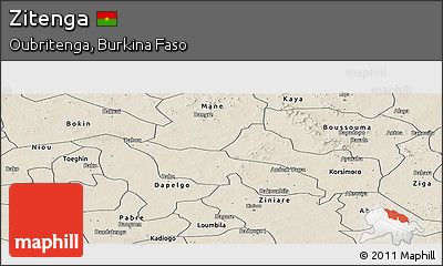 Shaded Relief Panoramic Map of Zitenga