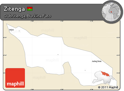Classic Style Simple Map of Zitenga, single color outside