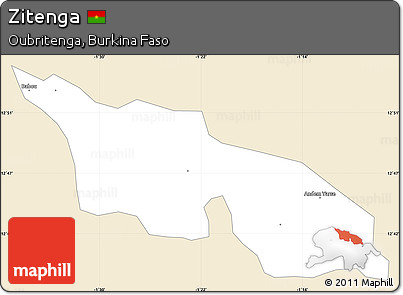 Classic Style Simple Map of Zitenga, single color outside