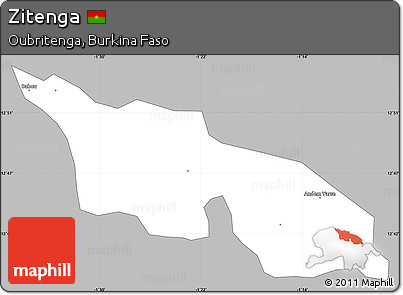 Gray Simple Map of Zitenga, single color outside