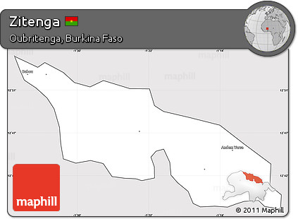 Silver Style Simple Map of Zitenga, cropped outside