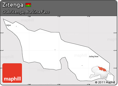 Silver Style Simple Map of Zitenga, cropped outside