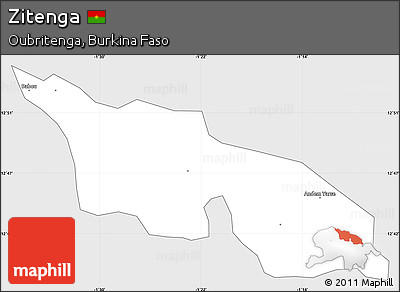Silver Style Simple Map of Zitenga, single color outside