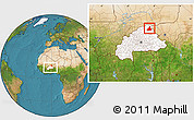 Satellite Location Map of Gorom-Gorom, highlighted country, within the entire country