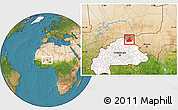 Satellite Location Map of Gorom-Gorom, highlighted country, highlighted parent region