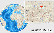 Shaded Relief Location Map of Gorom-Gorom, within the entire country