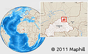 Shaded Relief Location Map of Gorom-Gorom, highlighted country