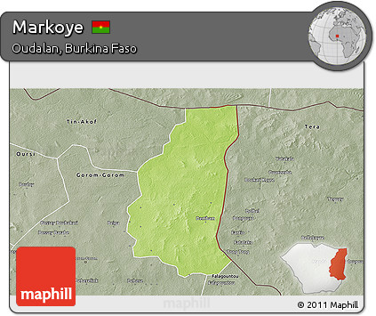 Physical 3D Map of Markoye, semi-desaturated