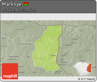 Physical 3D Map of Markoye, semi-desaturated