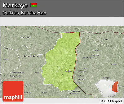 Physical 3D Map of Markoye, semi-desaturated
