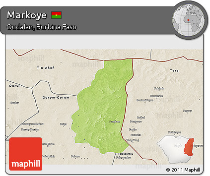 Physical 3D Map of Markoye, shaded relief outside