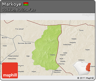 Physical 3D Map of Markoye, shaded relief outside