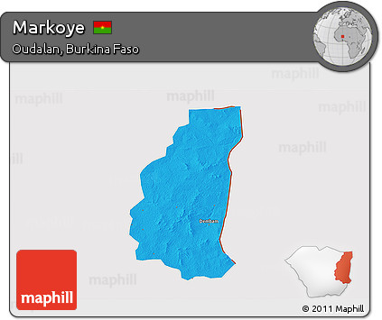 Political 3D Map of Markoye, cropped outside